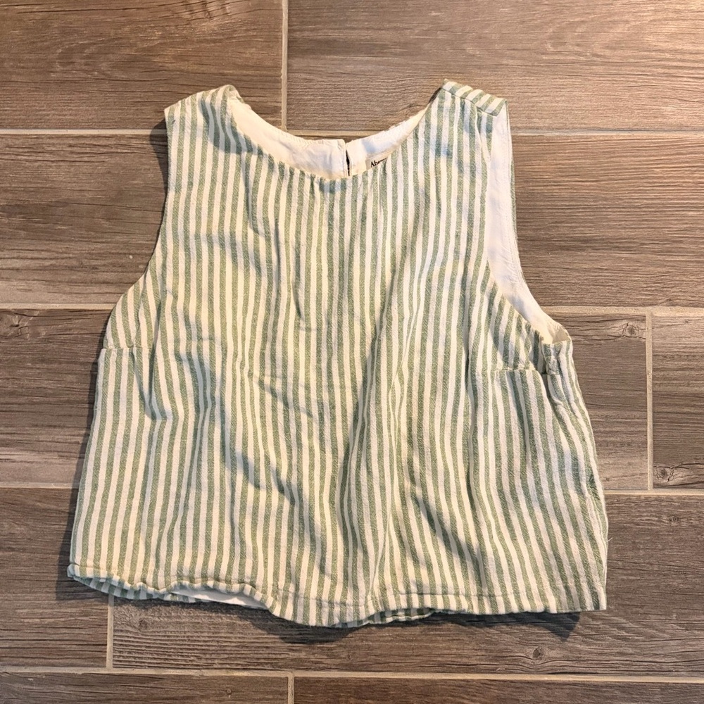 Abercrombie & Fitch Green and White Striped Crop Top